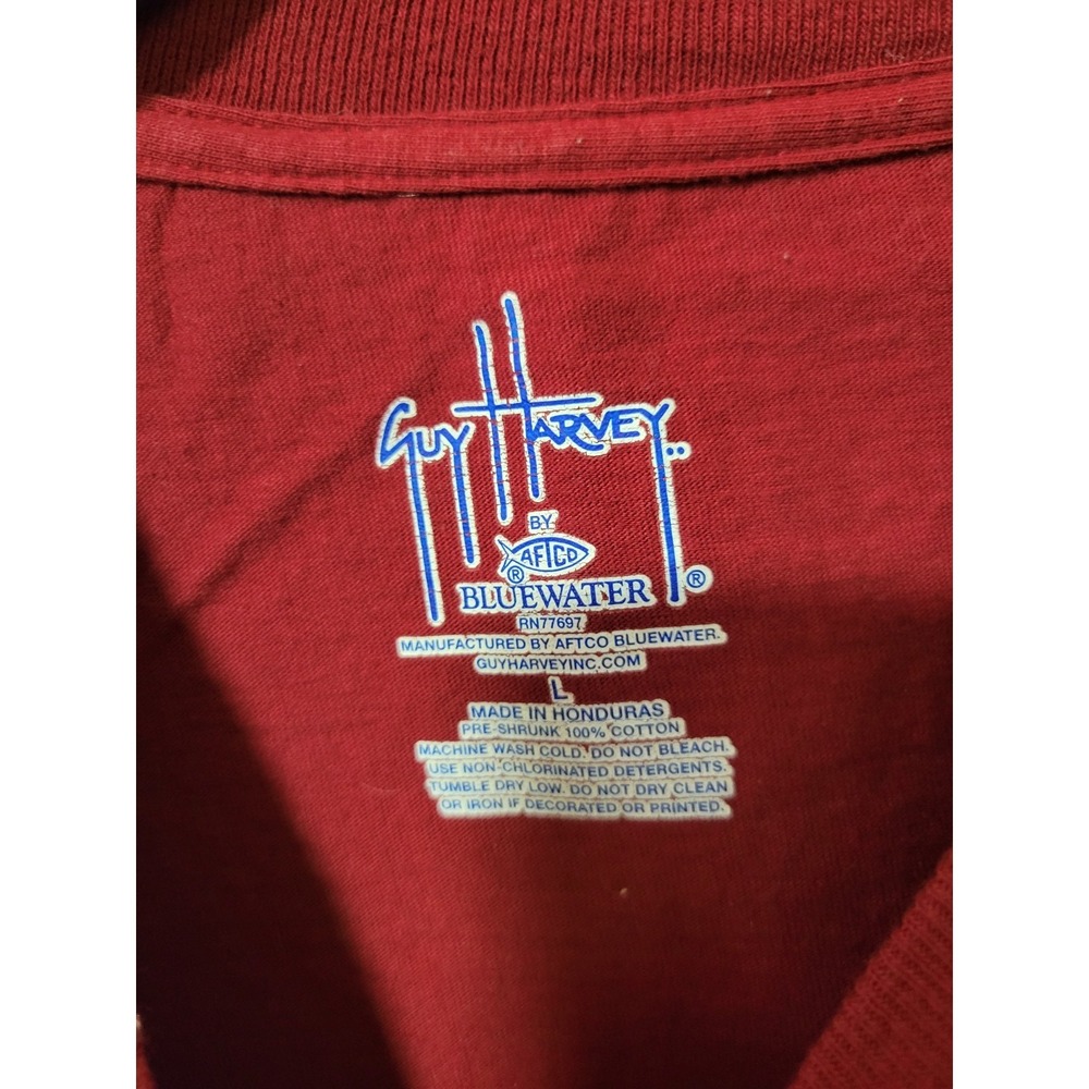 Guy Harvey Original Pocket T Shirt Fish Graphic Fishing Mens L Red Outdoors - Picture 6 of 9